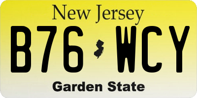 NJ license plate B76WCY