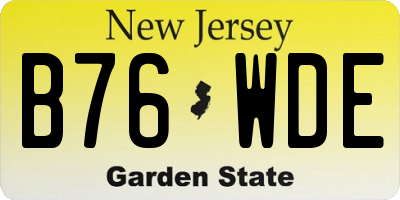 NJ license plate B76WDE