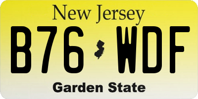 NJ license plate B76WDF
