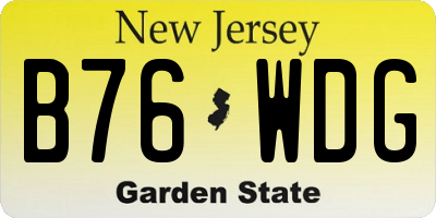 NJ license plate B76WDG