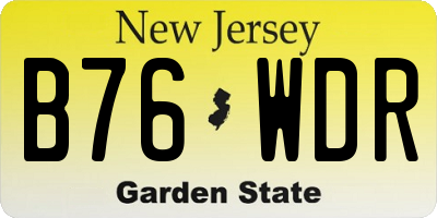 NJ license plate B76WDR