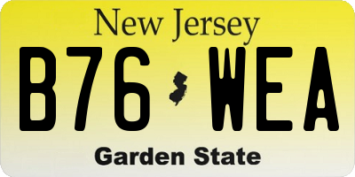 NJ license plate B76WEA