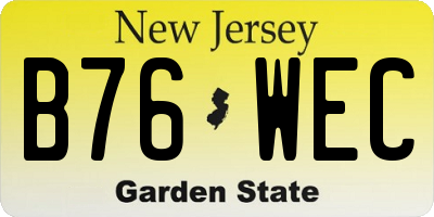 NJ license plate B76WEC