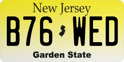 NJ license plate B76WED
