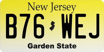 NJ license plate B76WEJ