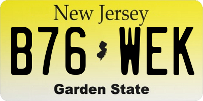 NJ license plate B76WEK