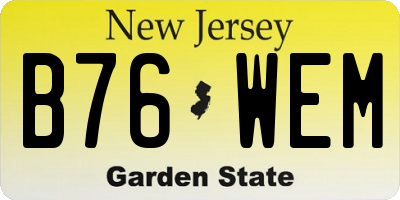 NJ license plate B76WEM