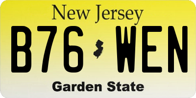 NJ license plate B76WEN