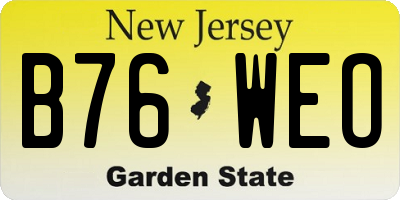 NJ license plate B76WEO
