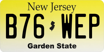 NJ license plate B76WEP