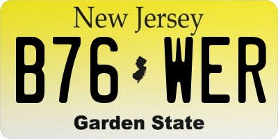 NJ license plate B76WER