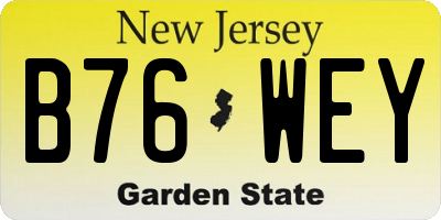 NJ license plate B76WEY