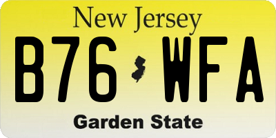 NJ license plate B76WFA