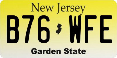 NJ license plate B76WFE