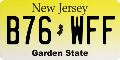 NJ license plate B76WFF