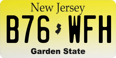 NJ license plate B76WFH