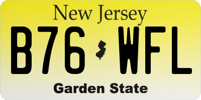 NJ license plate B76WFL