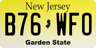 NJ license plate B76WFO