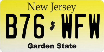 NJ license plate B76WFW