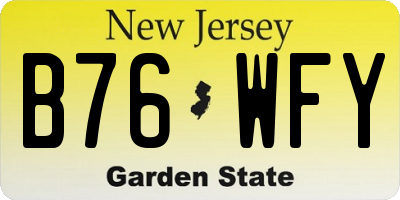 NJ license plate B76WFY