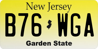 NJ license plate B76WGA