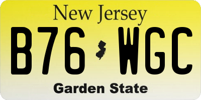NJ license plate B76WGC