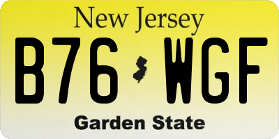 NJ license plate B76WGF