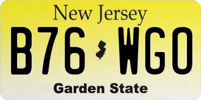 NJ license plate B76WGO