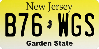 NJ license plate B76WGS
