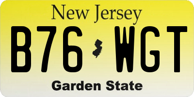 NJ license plate B76WGT