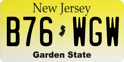 NJ license plate B76WGW