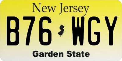 NJ license plate B76WGY