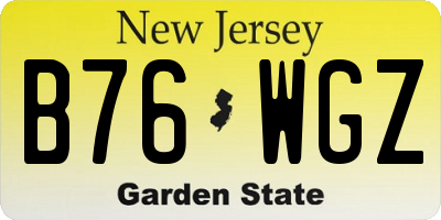 NJ license plate B76WGZ