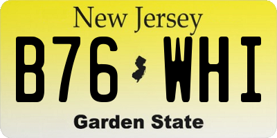 NJ license plate B76WHI