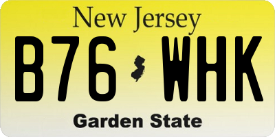 NJ license plate B76WHK