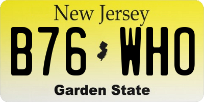 NJ license plate B76WHO
