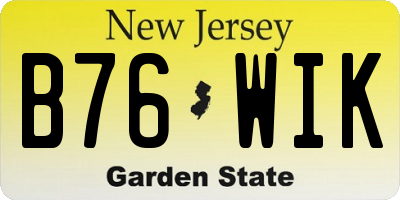 NJ license plate B76WIK