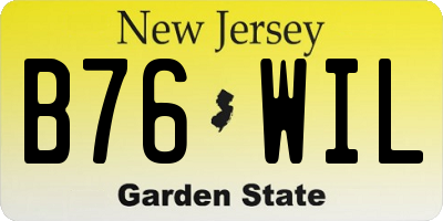 NJ license plate B76WIL