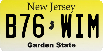 NJ license plate B76WIM