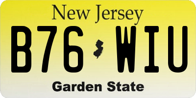 NJ license plate B76WIU