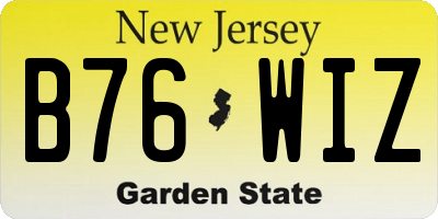 NJ license plate B76WIZ