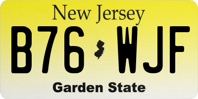 NJ license plate B76WJF