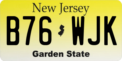 NJ license plate B76WJK
