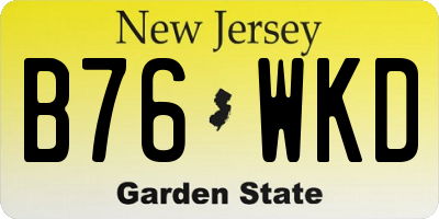 NJ license plate B76WKD