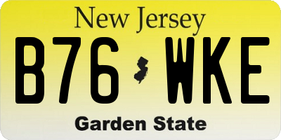 NJ license plate B76WKE