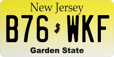 NJ license plate B76WKF
