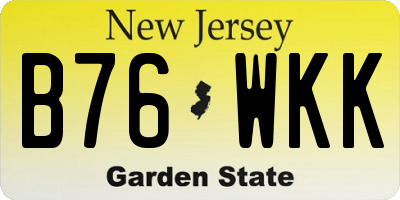 NJ license plate B76WKK