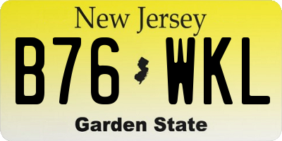 NJ license plate B76WKL