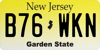 NJ license plate B76WKN