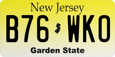 NJ license plate B76WKO
